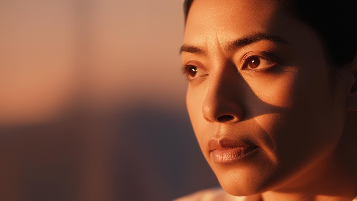 Persona con la mirada fijada en un punto, asociada con ansiedad y depresión